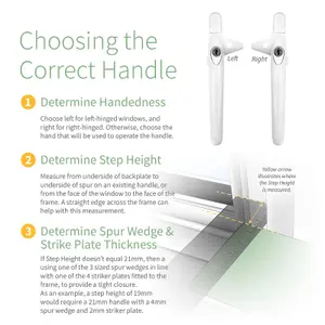 Universal Cockspur Window Handle Kit - Left, White/White