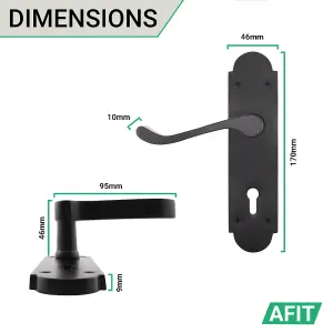 AFIT Matt Black Door Handles for Key Lock - Victorian Scroll Shaped - 1 Pair of Internal Door Handles