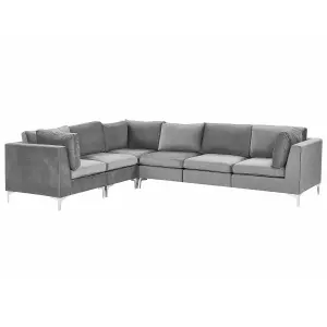 Corner Sofa EVJA Grey Velvet Right Hand