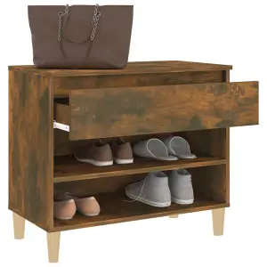 Berkfield Shoe Cabinet Smoked Oak 70x36x60 cm Engineered Wood