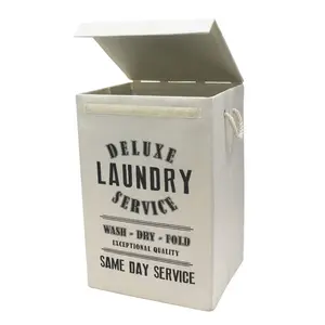 Fabric Laundry Bag with Handles Cream