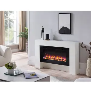 FLAMME Carmaux 55" / 141cm Freestanding Electric Fireplace Suite, 3 Flame Colours, 2000W Heater, White