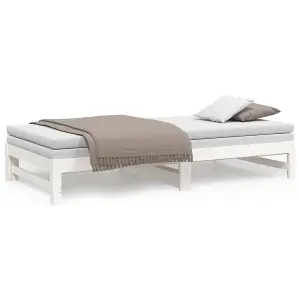 Berkfield Pull-out Day Bed White 2x(100x200) cm Solid Wood Pine