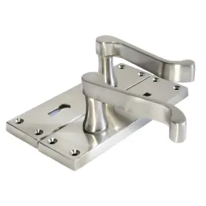 Door Handles Victorian Scroll Lever Lock - Satin Pack Hinges 150 x 40mm