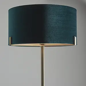 Hatton Antique Brass with Green Velvet Shade Classic Style 1 light Floor Light