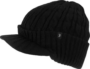 Jaxon & James Cable Knit Peaked Beanie Hat - Black