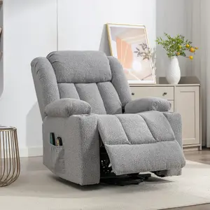 Lovell Electric Lift Assist Riser Recliner with Massage and Heat - Grey