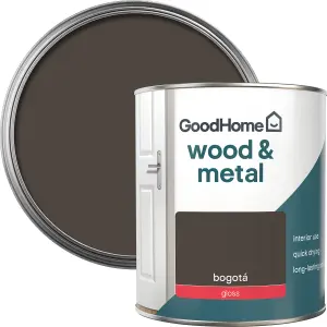 GoodHome Bogotá Gloss Metal & wood paint, 750ml