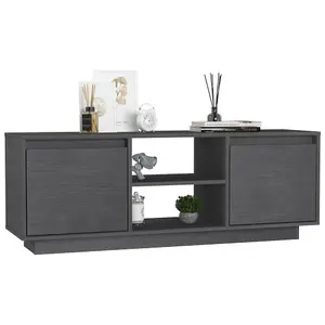 Berkfield TV Cabinet Grey 110x30x40 cm Solid Pinewood