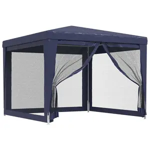 Berkfield Party Tent with 4 Mesh Sidewalls Blue 3x3 m HDPE