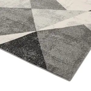 Grey Funky Modern Abstract Geometric Dining Room Bedroom & Living Room Rug-200cm X 290cm