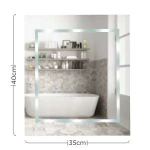 ValueLights Slim LED Battery Operated Illuminating Rectangular IP44 Rated Design Bathroom Mirror