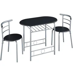 Yaheetech 3 Piece Modern Round Dining Table Set Black (L) 90cm x (W)53cm