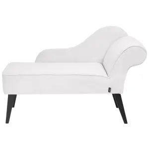 Right Hand Fabric Chaise Lounge White BIARRITZ