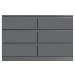 Dark Grey Chest Of 6 Drawers Scratch Resistant Bedroom Furniture