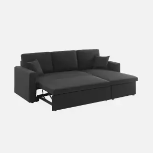 sweeek. 3-seater reversible corner sofa bed with storage Ida Black 219x84x68 cm