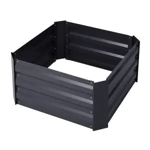 100cm W x 100cm D Galvanized Square Outdoor Raised Garden Bed Planter Box in Black