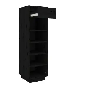 Shoe Cabinet Black 30x34x105 cm Solid Wood Pine