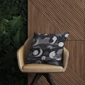 Abstract Black White Moon and Sun Outdoor Cushion 60cm x 60cm