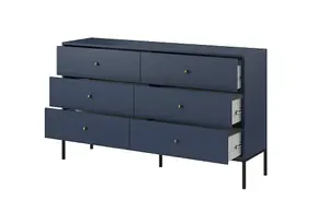 Elegant Mono Chest of Drawers H900mm W1540mm D390mm in Navy - Versatile Storage with Modern Flair