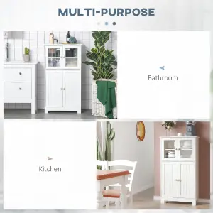 kleankin Bathroom Floor Storage Cabinet Standing Unit Kitchen Cupboard W/ Doors