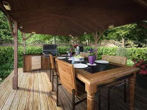 Dunster House Wooden Gazebo Utopia 430 4m x 3m Heavy Duty Garden Shelter and Roof Shingles