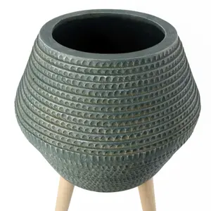 Large Composite Blue Grey Planter with Stand