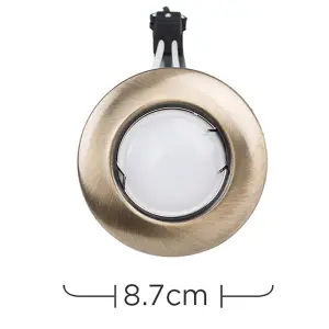 ValueLights Modern Antique Brass Recessed GU10 Ceiling Downlight Fitting - Complete with 5W Warm White GU10 LED Bulb