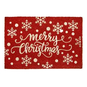 Merry Christmas Door Mat Red Glitter Xmas Decor Floor Mat 60 x 40cm