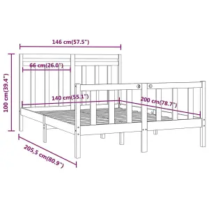 Berkfield Bed Frame White Solid Wood Pine 140x200 cm