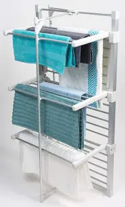 Homefront Electric Heated Clothes Airer Dryer Rack 330W Indoor 3-Tier Drier with Zip Up Cover for Even Faster Drying