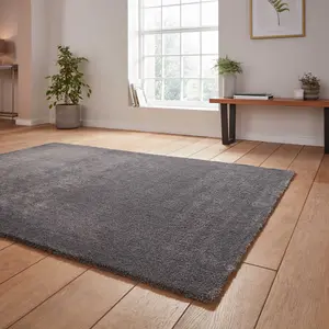 Modern Plain Easy to Clean Shaggy Rug for Living Room, Dining Room, Bedroom - 60cm X 115cm