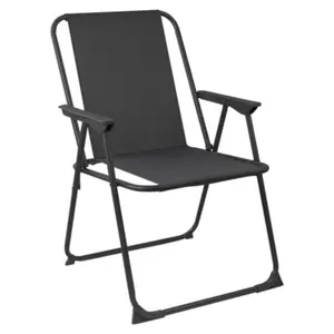 Harbour Housewares - Folding Metal Beach Chairs - Black - Pack of 4