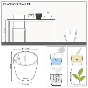 LECHUZA CLASSICO Color 21 Slate Table Self-watering Planter with Substrate and Water Level Indicator D21 H20 cm, 5L