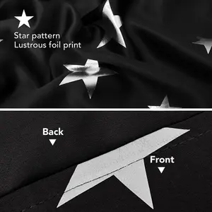 Deconovo Black Curtains Stars Foil Printed Thermal Curtains Eyelet Blackout Curtains for Bedroom 46 x 54 Inch Black 1 Pair