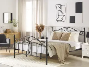 Metal EU Super King Size Bed Black ANTLIA