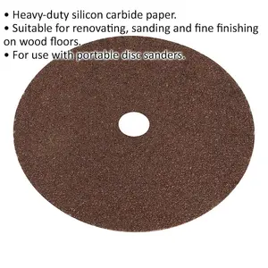 25 Pack 175mm Fibre Backed Sanding Discs - 24 Grit for Wood Finishing