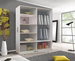 Stylish Bedroom Sliding Wardrobe - Storage Space & Sleek Design comes in Width 100cm/120cm/150cm/180cm/203cm/250cm (Grey, 180cm)