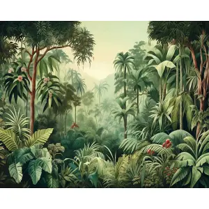 Origin Murals Jungle Trees - Forest Green Matt Smooth Paste the Wall Mural 300cm wide x 240cm high