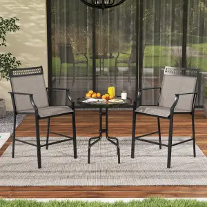 Costway Set of 2 Outdoor Patio Chairs Home Fabric Bar Stools w/ Footrest