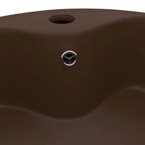 Berkfield Luxury Wash Basin with Overflow Matt Dark Brown 36x13 cm Ceramic