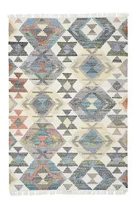 Niva Rectangular Shaped Hand Woven Kilim - Wool - L230 x W160 x H1 cm - Multicolour