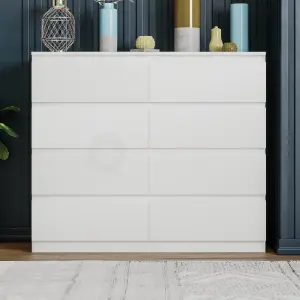 Vida Designs Denver White 8 Drawer Chest (H)955mm (W)1200mm (D)400mm