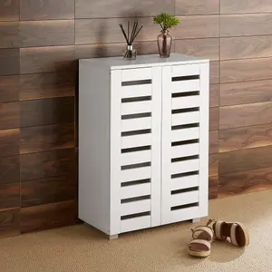 Home Source Oslo 2 Door Shoe Storage Cabinet Unit White