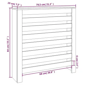 Radiator Cover White 79.5x19x84 cm Solid Wood Pine