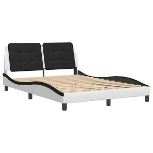 Berkfield Bed Frame without Mattress White and Black 140x200 cm Faux Leather