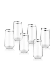 Rozi Gina Collection Slanted Highball Glasses, Set of 6 - Silver