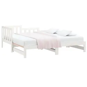 Berkfield Pull-out Day Bed White 2x(90x200) cm Solid Wood Pine