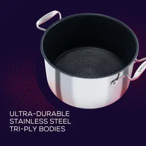 Circulon Round Stainless Steel Non-Stick Stock Pot with Lid 26cm, 7.6 Litre