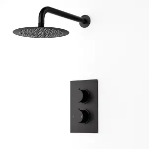 Nes Home Concealed Thermostatic Overhead 200mm Rainfall Shower Mixer Matte Black